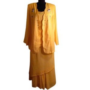 Eastern Star Gown Yellow 1X 3 pc Skirt Tank Top Jacket set